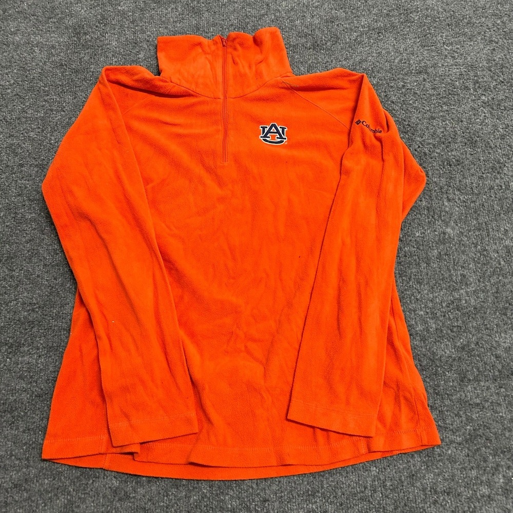 Columbia Fleece Womens Size L Orange Auburn Tigers NCAA Quarter Zip Pullover